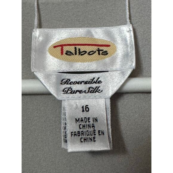 Talbots Pure Silk Reversable grey silver one button close top-jacket size large - Picture 11 of 13